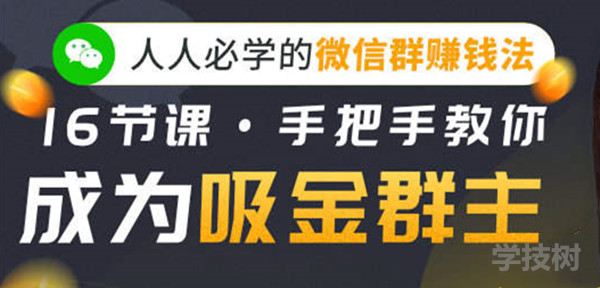 人人必學(xué)的微信群賺錢法，16節(jié)課手把手教你成為吸金群主！-第1張圖片-學(xué)技樹