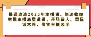 暴躁迪迪2023年主播課，快速教你掌握主播底層邏輯，開(kāi)場(chǎng)留人塑品話術(shù)等，帶貨主播必學(xué)百度網(wǎng)盤(pán)插圖