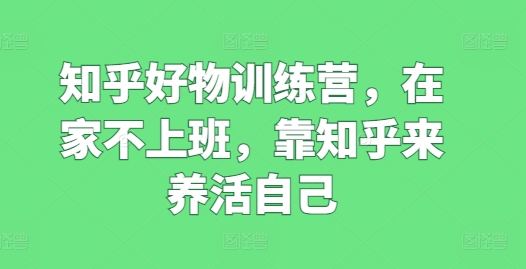 知乎好物訓練營，在家不上班，靠知乎來養(yǎng)活自己插圖