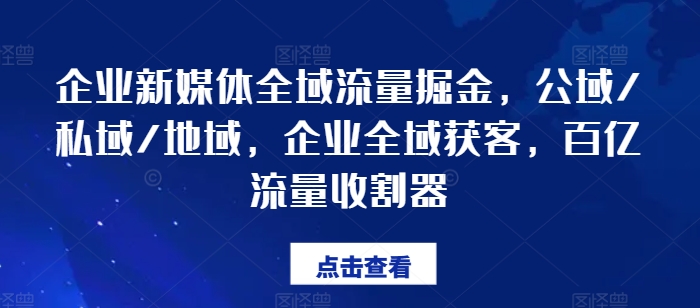 企業(yè)新媒體全域流量掘金，公域/私域/地域，企業(yè)全域獲客，百億流量收割器插圖