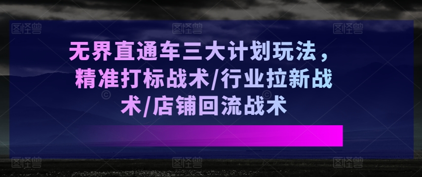 無界直通車三大計(jì)劃玩法，精準(zhǔn)打標(biāo)戰(zhàn)術(shù)/行業(yè)拉新戰(zhàn)術(shù)/店鋪回流戰(zhàn)術(shù)插圖