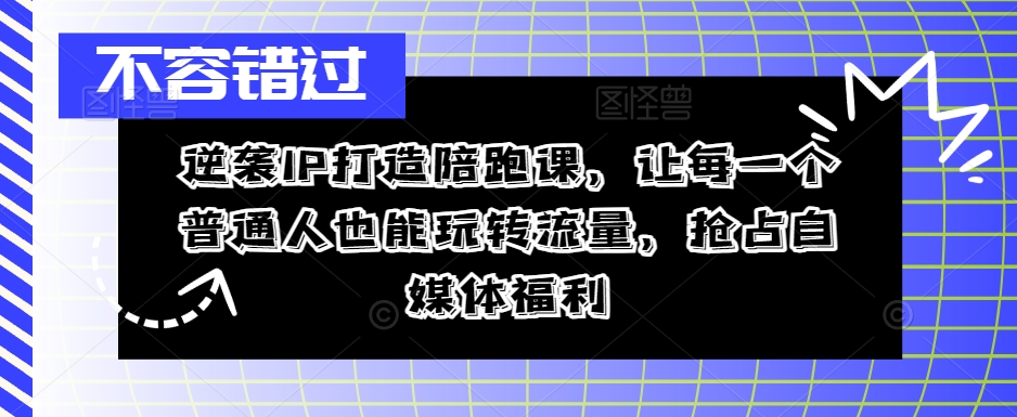 逆襲IP打造陪跑課，從0到1打造IP，精準定位+高效起號，搶占自媒體福利插圖